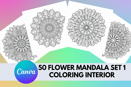 50 Flower Mandala Coloring Book, an Object Illustration by KDPBookLovers