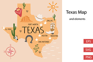Cute Texas Map, an Illustration by Milota