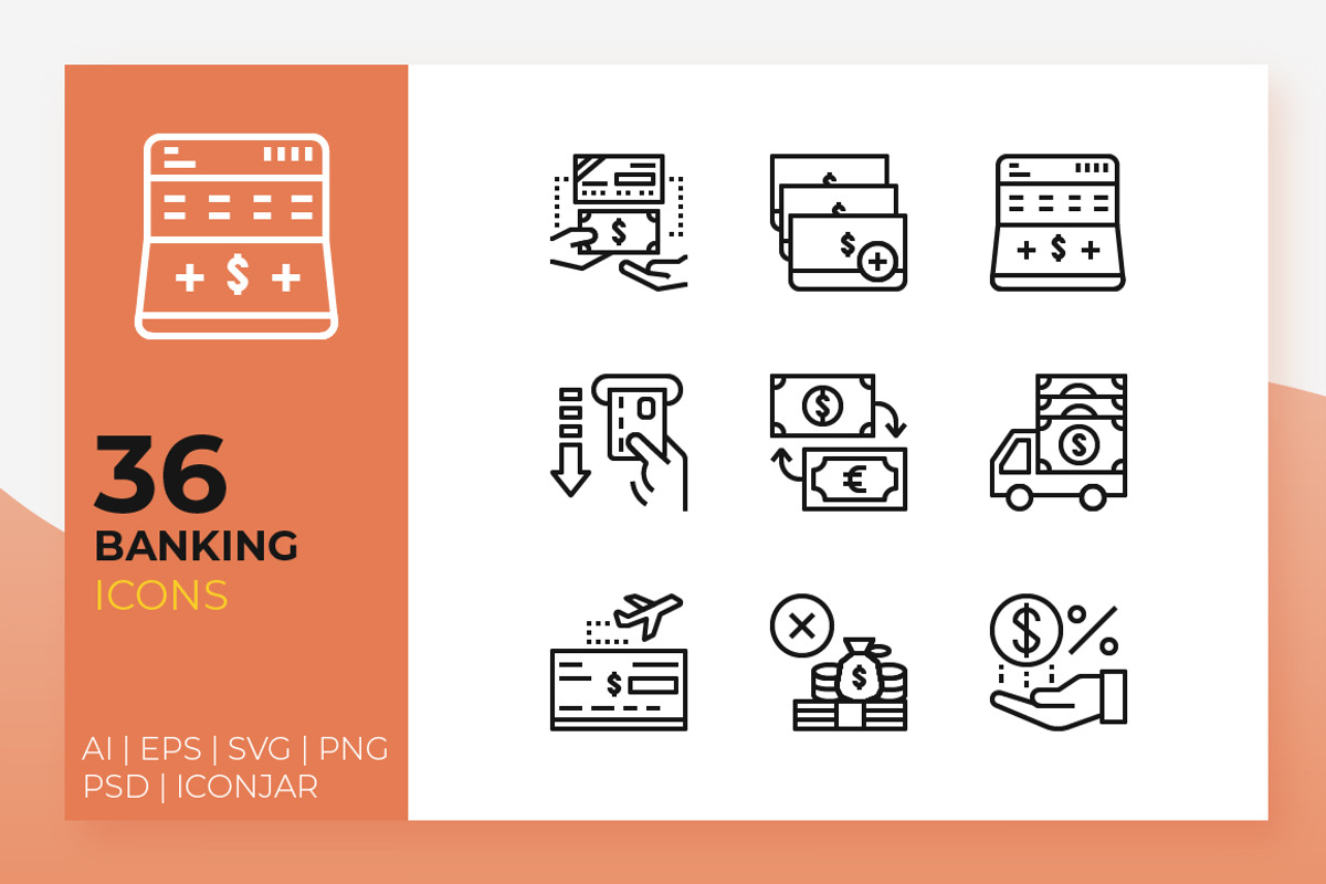 Banking Icons, an Outline Icon by Becris (Photo 1 of 3)