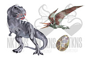 Dinosaur Watercolor Clipart, an Animal Illustration by NKTKNS (Thumbnail 2 of 6)