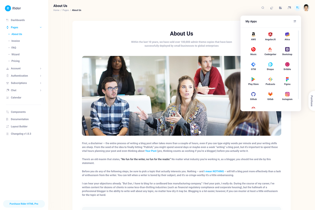 Rider - Bootstrap 5 Admin template, a Bootstrap Template by KeenThemes (Photo 2 of 6)