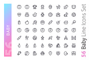 Baby Line Icons Set, an Outline Icon by Voysla's Shop (Thumbnail 2 of 5)