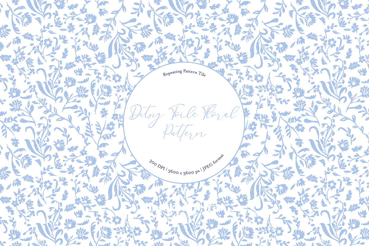 Ditsy Toile Floral - Blue and White, a Pattern Graphic by Mieken Petra Designs (Photo 1 of 3)