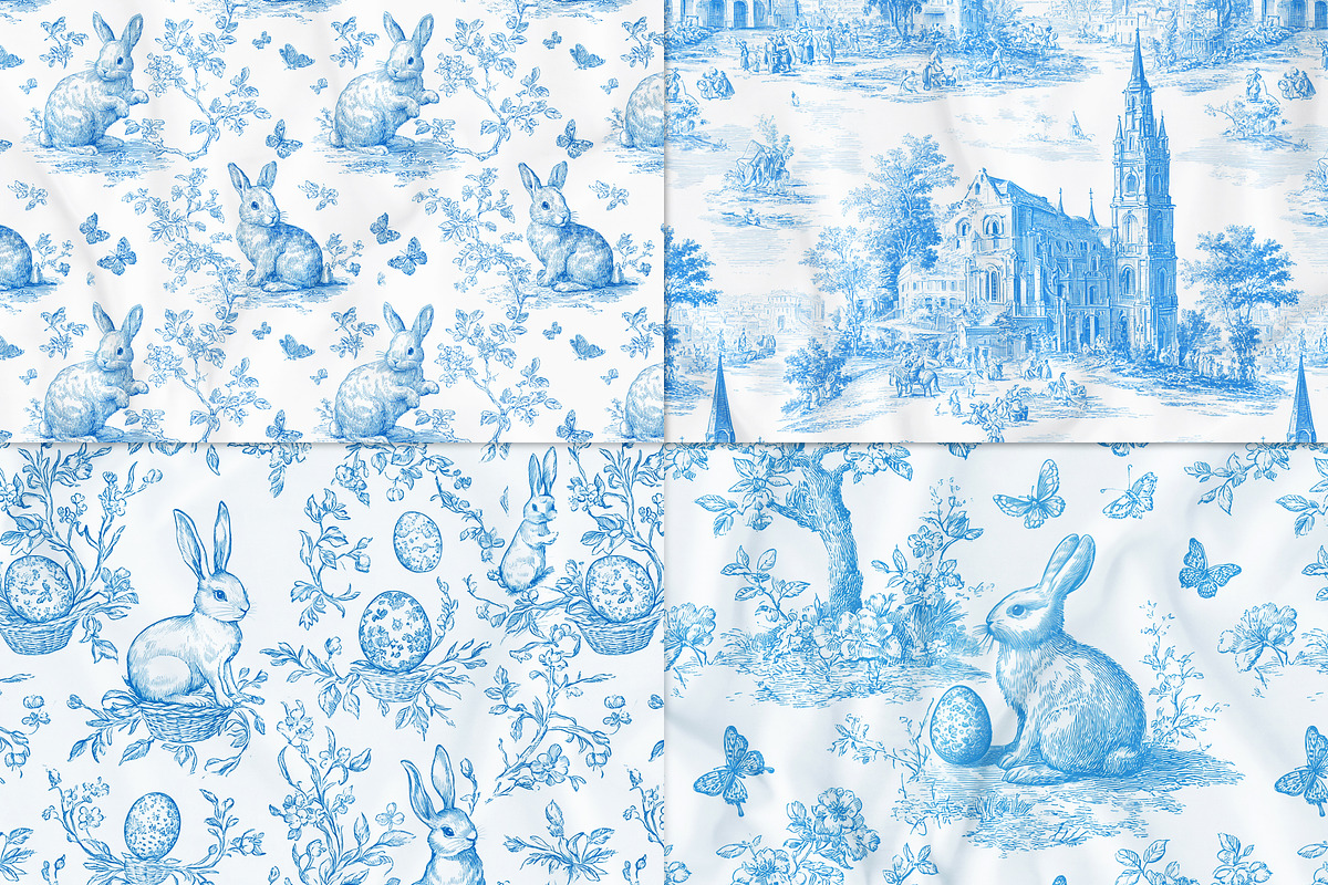Easter Toile Seamless Patterns, a Pattern Graphic by Olya Creative (Photo 2 of 14)