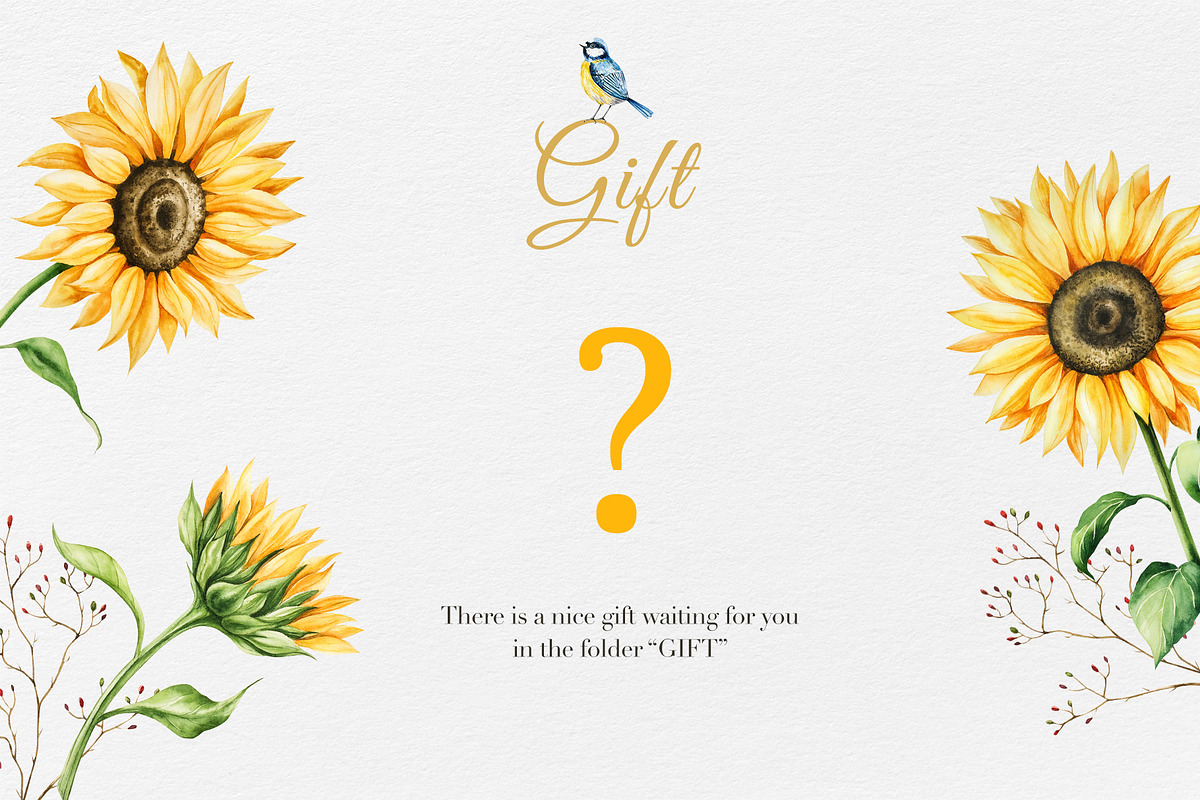 Watercolor Sunflowers Collection, a Seasonal Illustration by Navenzeles (Photo 11 of 12)