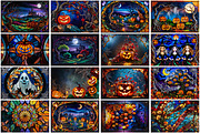 Halloween stained glass background, a Background Graphic by Forhadx5 (Thumbnail 7 of 10)