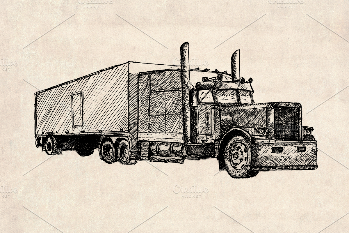 American Trucks Drawings Pack, an Illustration by Doggy Days (Photo 4 of 7)