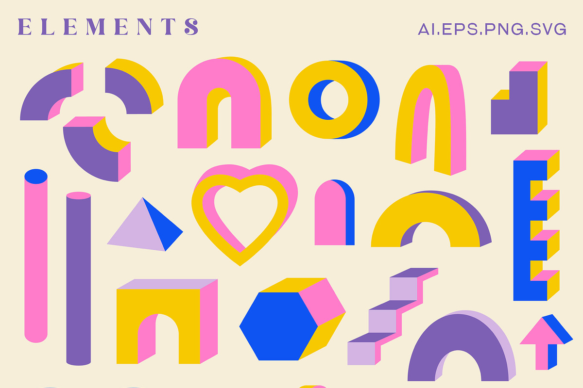 Big retro geometric collection, an Object Illustration by Sofico (Photo 29 of 31)