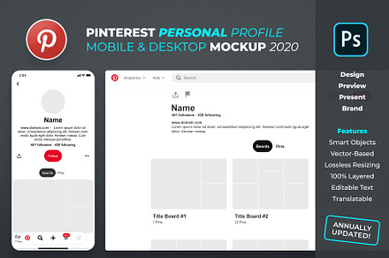 Pinterest Personal Profile Mockup
