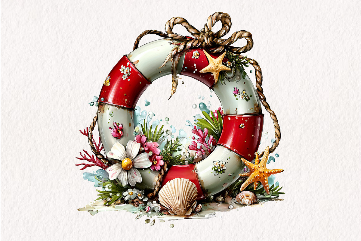 Whimsical Summer Lifebuoy Clipart, an Illustration by CreationArt (Photo 10 of 10)