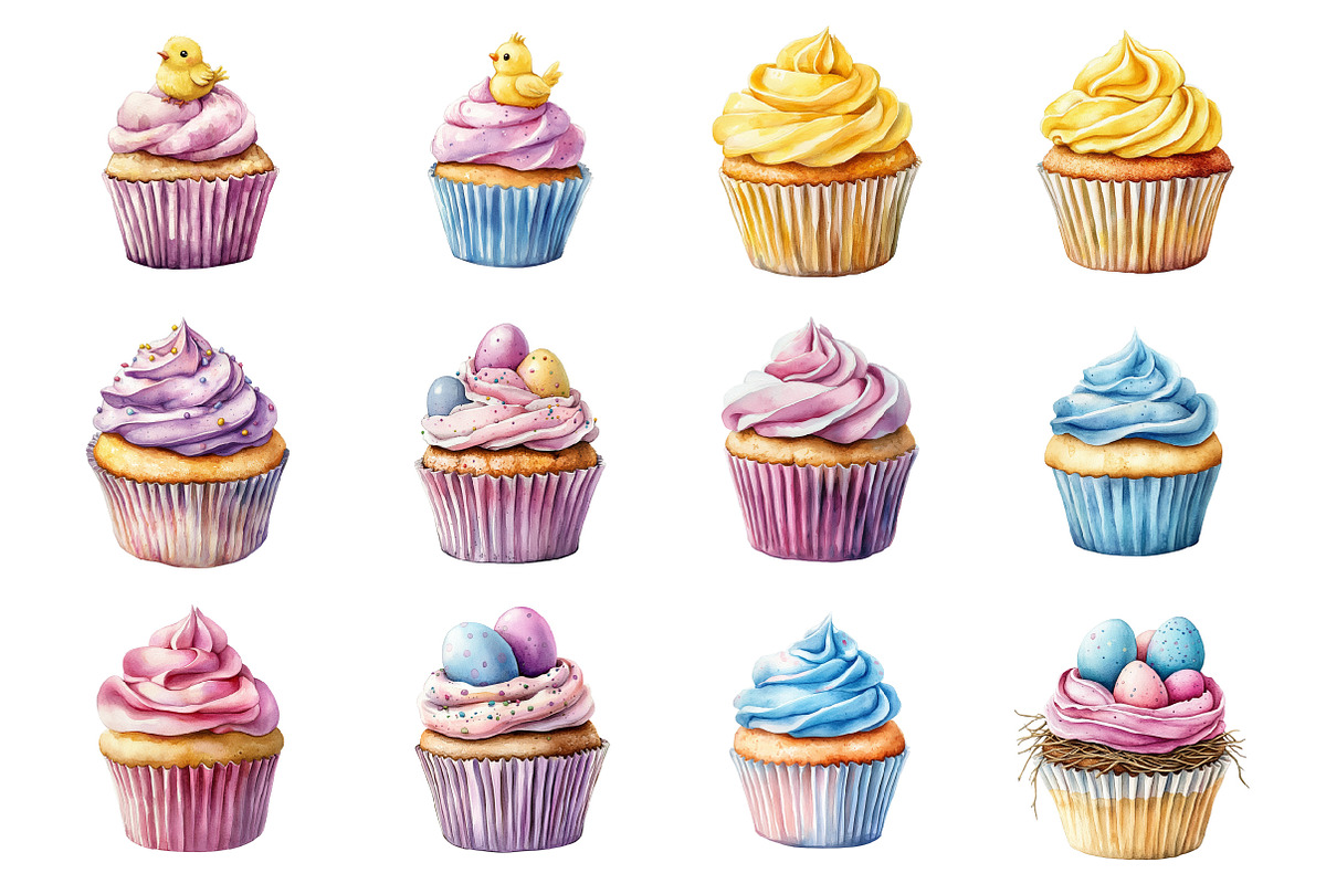 Easter Cupcake Clipart, an Illustration by Design Market (Photo 2 of 3)