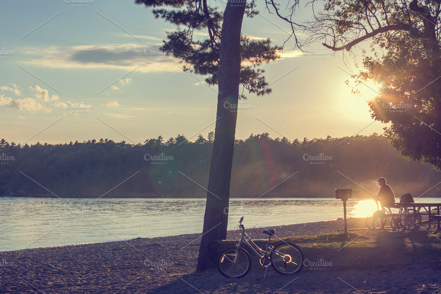 Man Relaxing At Sunset