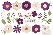 Plum Flowers Clipart, an Illustration by Amanda Ilkov (Thumbnail 1 of 4)