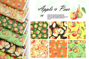 Watercolor Apple & Pear Patterns