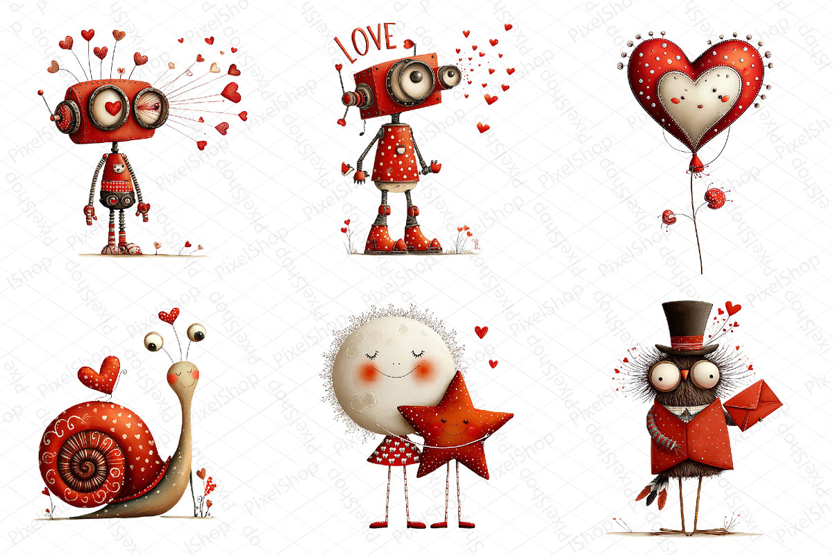 Quirky Valentine Whimsical Love Clip, an Illustration by DreamPrint404 (Photo 5 of 6)