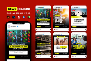 News Headline Social Media - Canva, a Social Media Template by Jiwstudio
