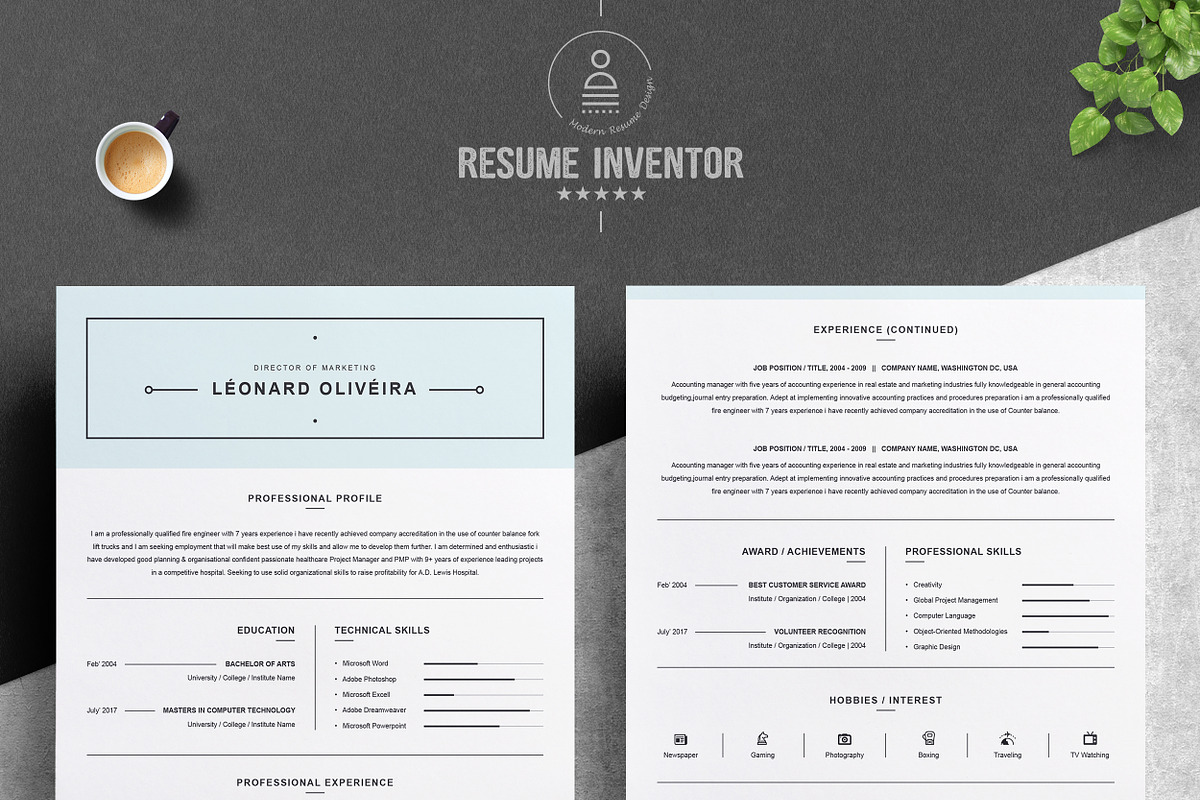 Clean Resume Template | Simple CV, a Resume Template by ResumeInventor
