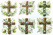 Watercolor Wildflowers Cross Clipart, an Illustration by CraftArtStudio (Thumbnail 2 of 6)