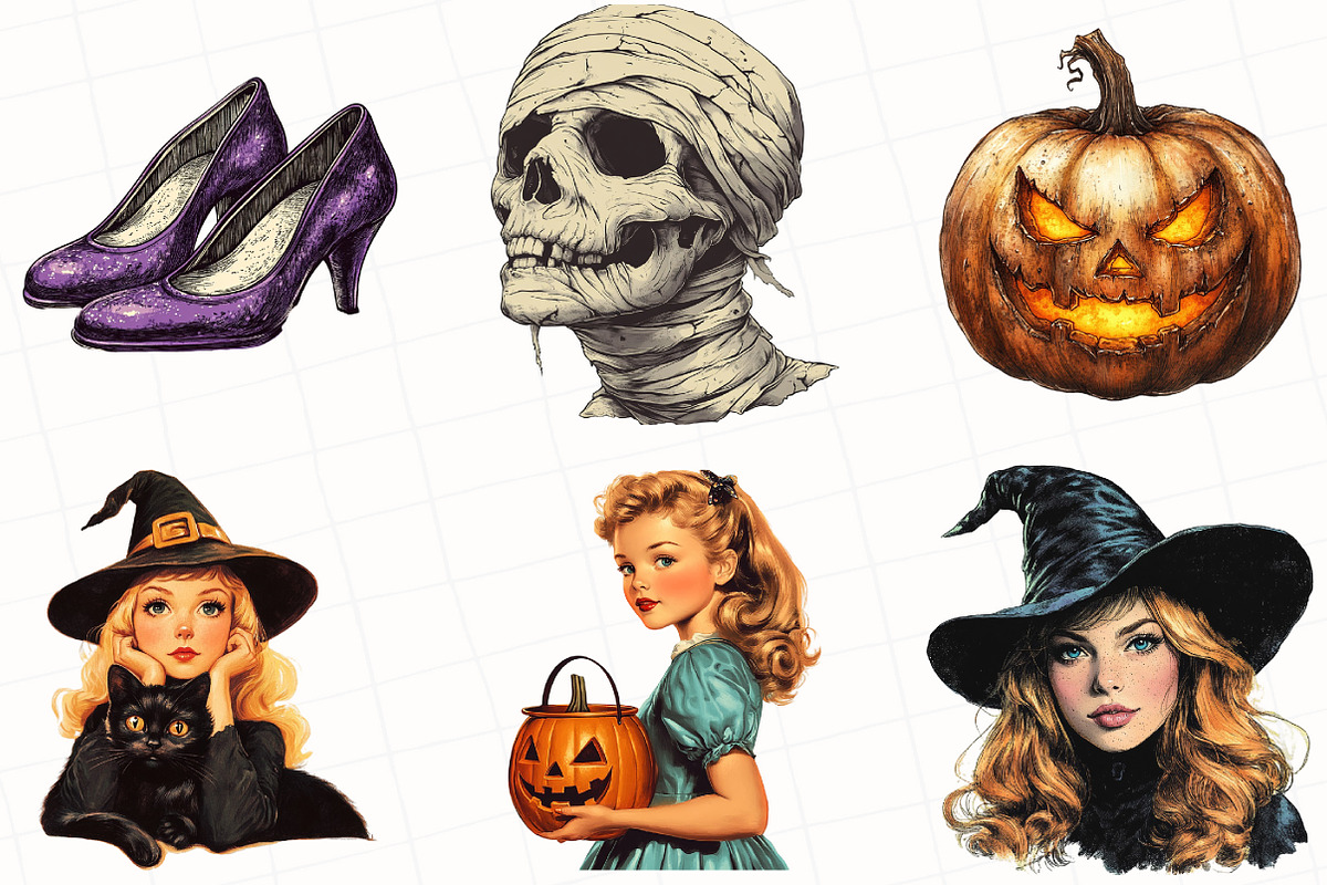 Retro Halloween Clipart, an Illustration by OK Design (Photo 2 of 5)