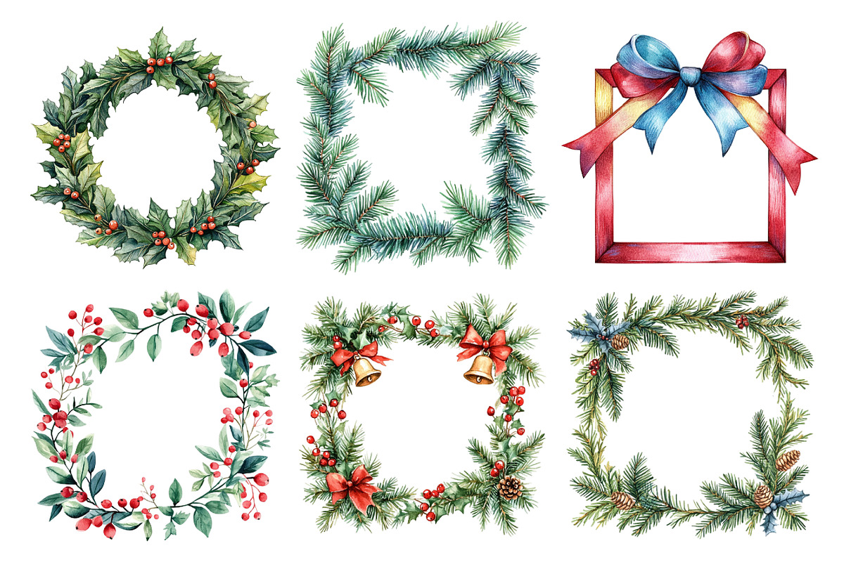 Christmas frame watercolor winter, an Illustration by Daily.Designs (Photo 2 of 3)