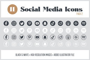 11 Vector Social Media Icons Pack 2