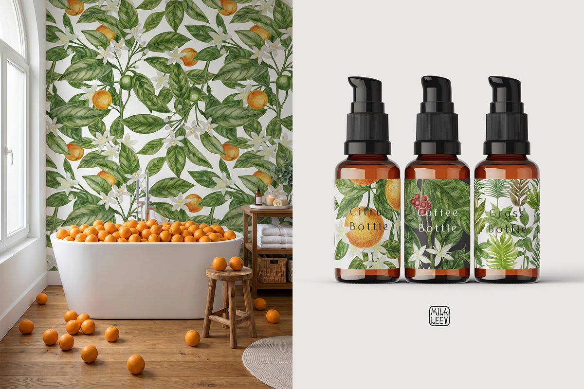 Botanical Watercolor Collection, a Pattern Graphic by mila_leev (Photo 10 of 13)