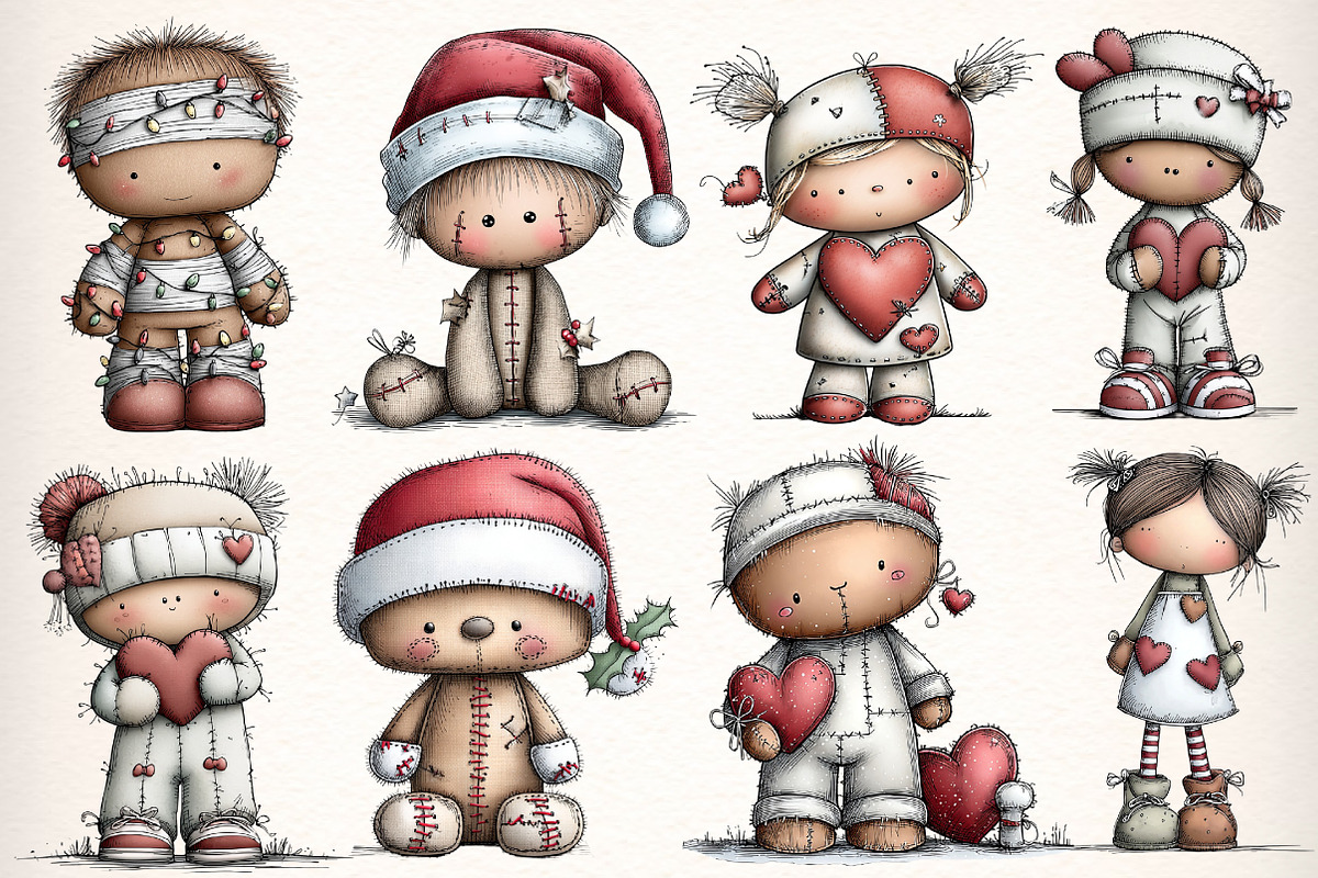 Whimsical Dolls Clipart Bundle, an Illustration by Dream Creation (Photo 7 of 7)