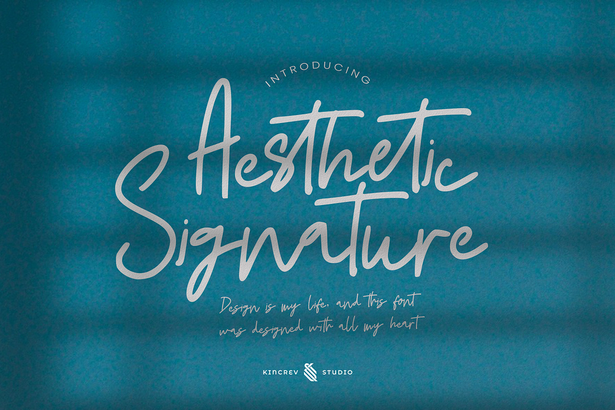 Aesthetic Signature - Script Font, a Script Font by Kincrev Studio (Photo 1 of 7)