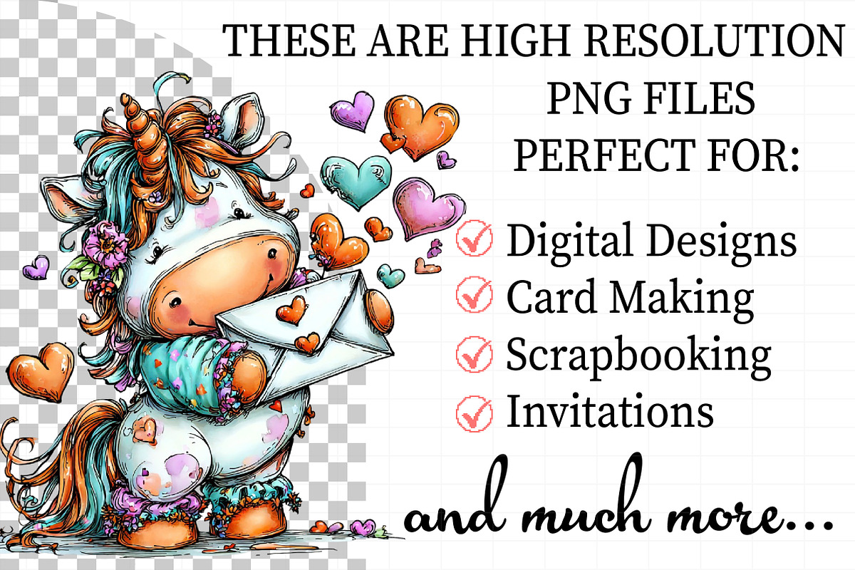 Whimsical Valentine Unicorn Clipart, an Illustration by Daily.Designs (Photo 2 of 8)