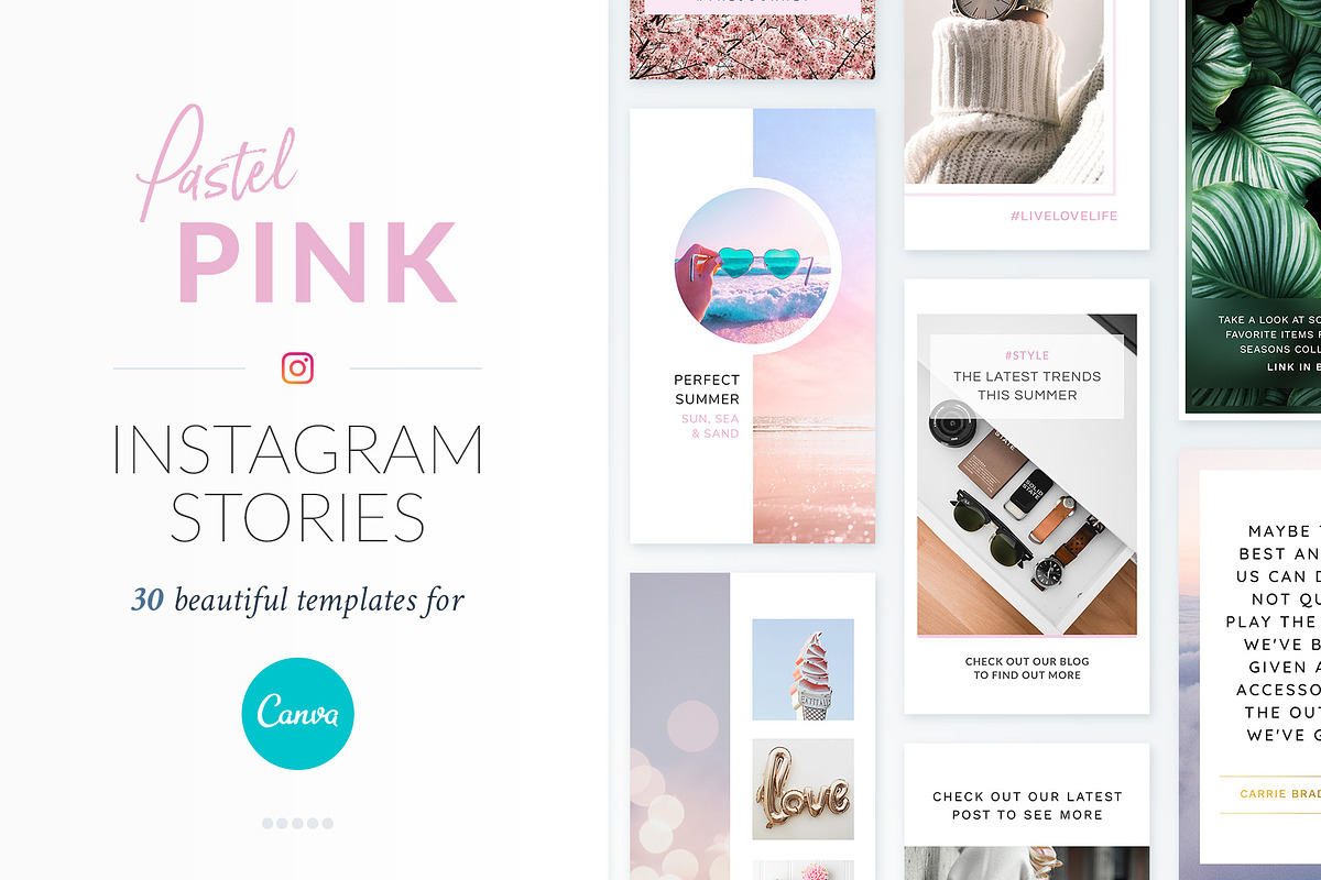 Instagram Stories Pastel Pink CANVA, a Social Media Template by Poego Social (Photo 1 of 12)