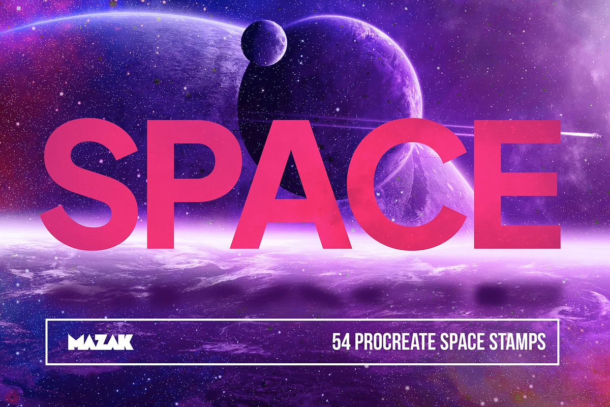 Procreate space brushes (stamps), a Brush Add-On by Endete & Mazak brushes (Photo 1 of 4)