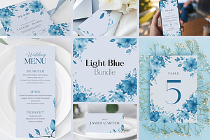 Wedding Template Bundle Light Blue, an Invitation Template by MarryMeMoments