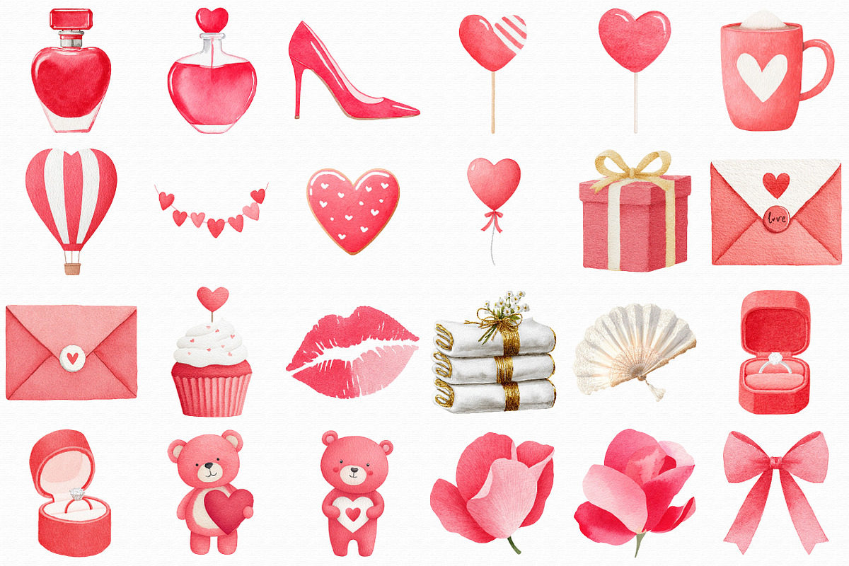 Red Valentine's Day Clipart, an Illustration by Libby Wishes (Photo 5 of 7)