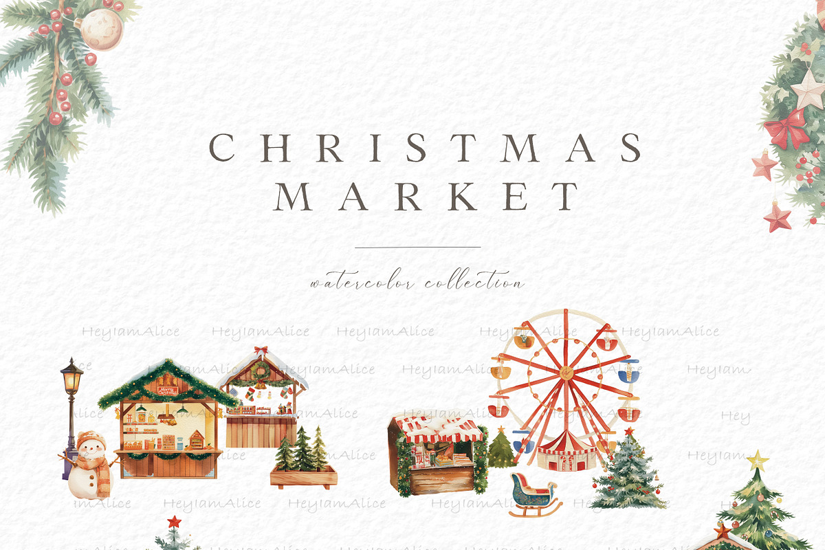 Christmas Market, a Seasonal Illustration by heyiamalice (Photo 2 of 15)