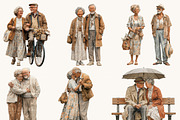 Elderly Couple Clipart Bundle, a Person Illustration by BusyDaydesign (Thumbnail 3 of 9)