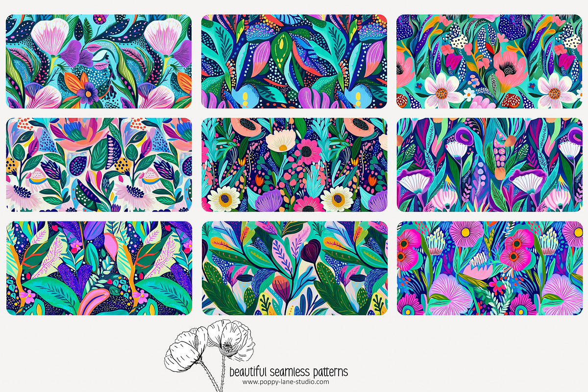 70 artsy botanical seamless pattern, a Pattern Graphic by Poppy Lane Studio