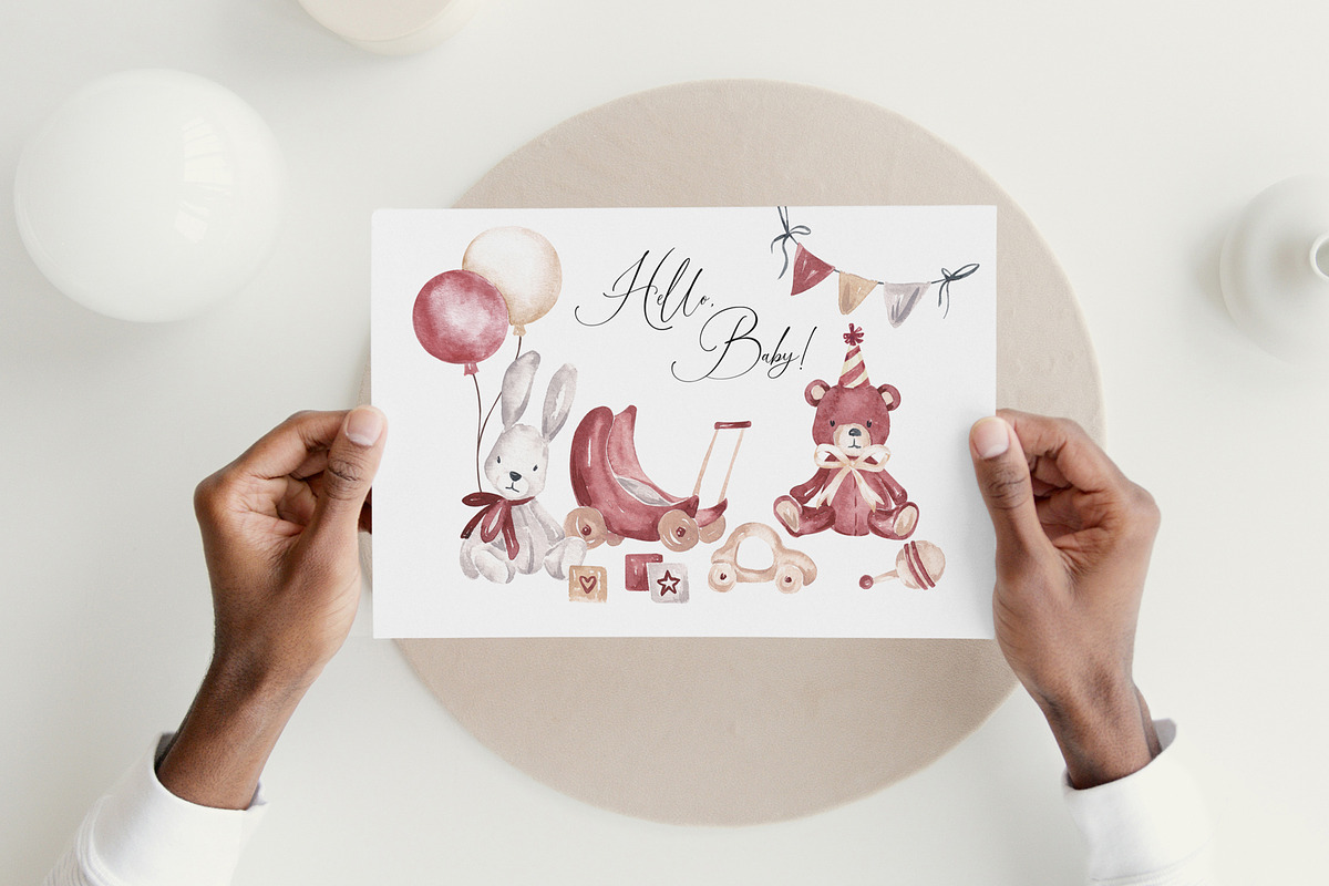 Retro Baby Shower Set, an Object Illustration by SirenaArt (Photo 5 of 21)