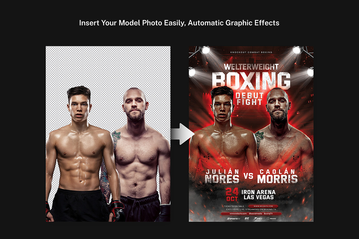 Boxing Fight Flyer Template, a Flyer Template by Bornx Design (Photo 2 of 6)