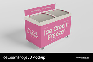 Ice Cream Fridge 3D Mockup PSD