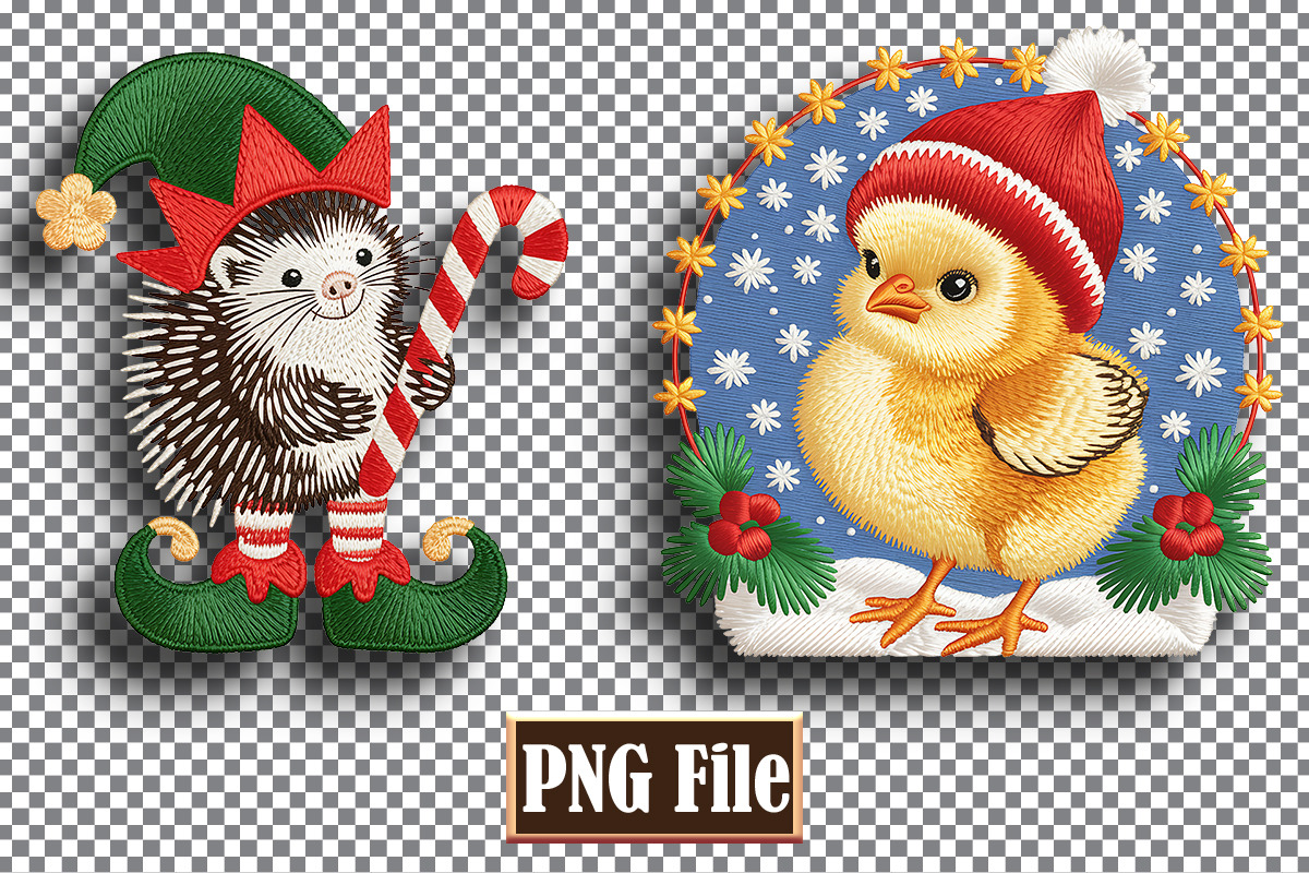 Christmas Animal Embroidery Clipart, a Seasonal Illustration by protabsorkar11 (Photo 2 of 10)