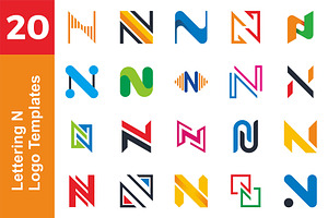 20 Logo Lettering N Template Bundle