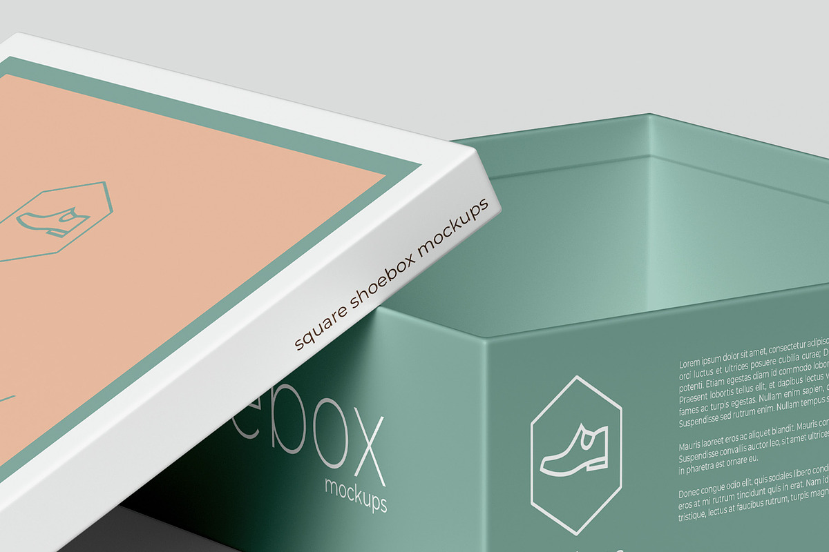 Square Shoe Box Mockup - 8 views, a Cups & Container Mockup by Illusiongraphic (Photo 17 of 20)