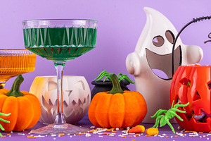 High colored bright Halloween greeting card background, Hallowee