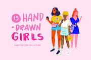 15 hand drawn girls illustration set, an Illustration by Plainly Simple Store (Thumbnail 1 of 13)