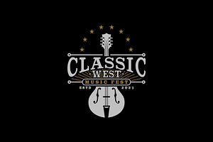 Music Fest Logo With Classic Guitar, a Branding & Logo Template by Atlantis X Nurman Arbai