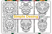 Easy Sugar Skull Coloring Book, an Animal Illustration by Ink Gallery (Thumbnail 3 of 4)