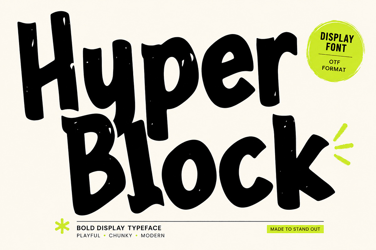 Hyper Block – Bold Display Font, a Script Font by Wow Magic (Photo 1 of 6)