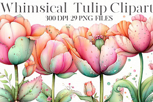 Whimsical Tulip Clipart, an Illustration by Designworld