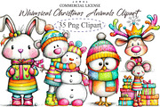 Whimsical Christmas Animals Clipart, an Illustration by designcity5 (Thumbnail 1 of 5)