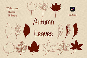 Autumn Leaves Procreate Stamp Set